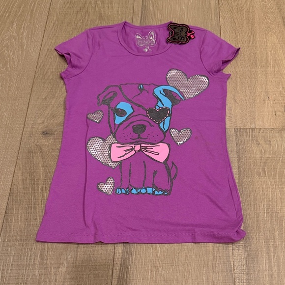 Self Esteem Other - Self Esteem Purple T-Shirt with Puppy and Hearts